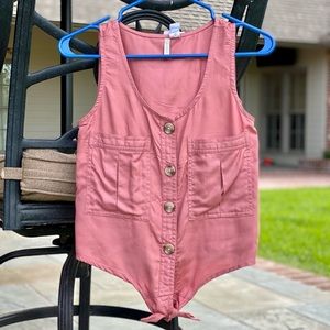 NWT XS women’s tie knot button down sleeveless top